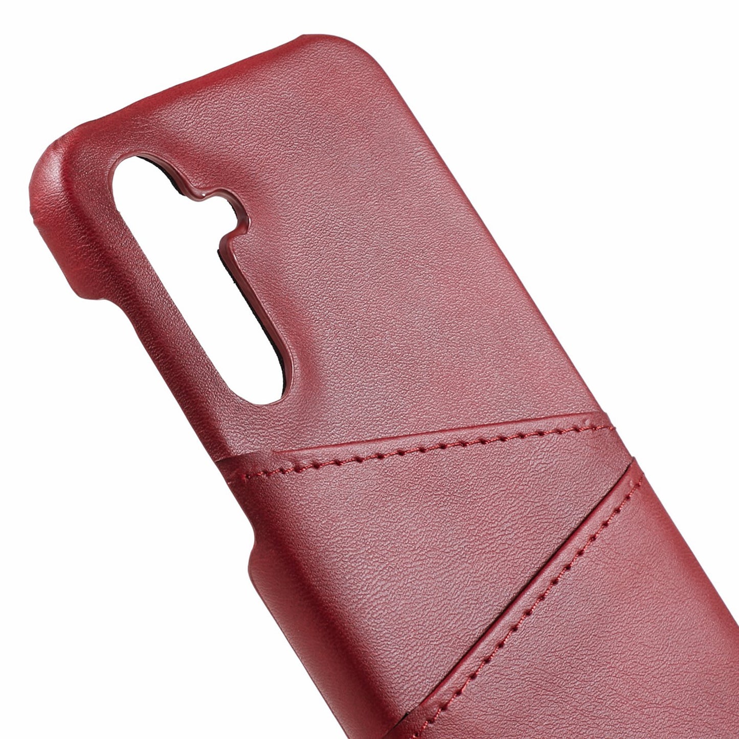For Samsung Galaxy A55 5G Case Shockproof 2 Card Slots PU+PC Phone Cover - Red