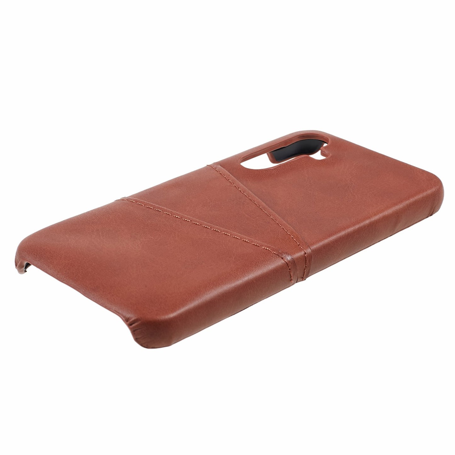 For Samsung Galaxy A55 5G Case Shockproof 2 Card Slots PU+PC Phone Cover - Coffee