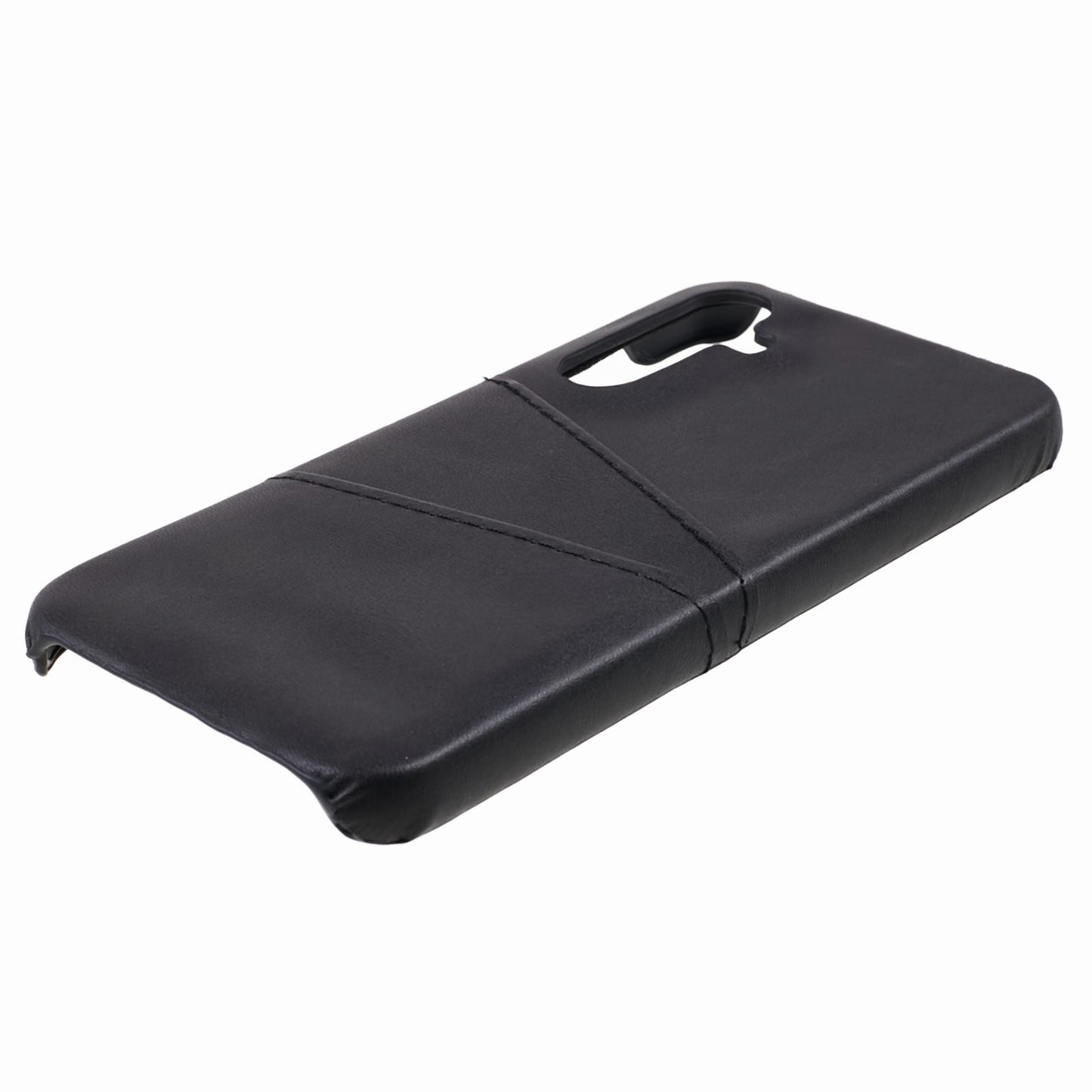 For Samsung Galaxy A15 5G Shockproof Case 2 Card Slots PU+PC Back Phone Cover - Black
