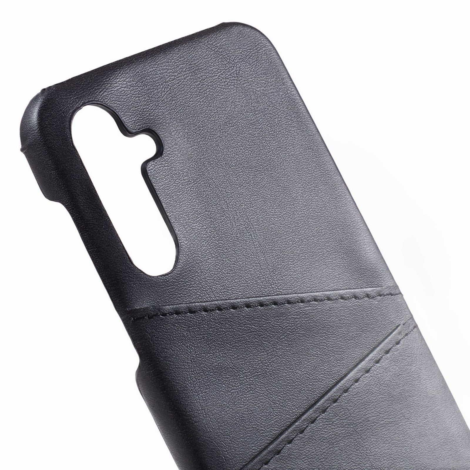 For Samsung Galaxy A15 5G Shockproof Case 2 Card Slots PU+PC Back Phone Cover - Black
