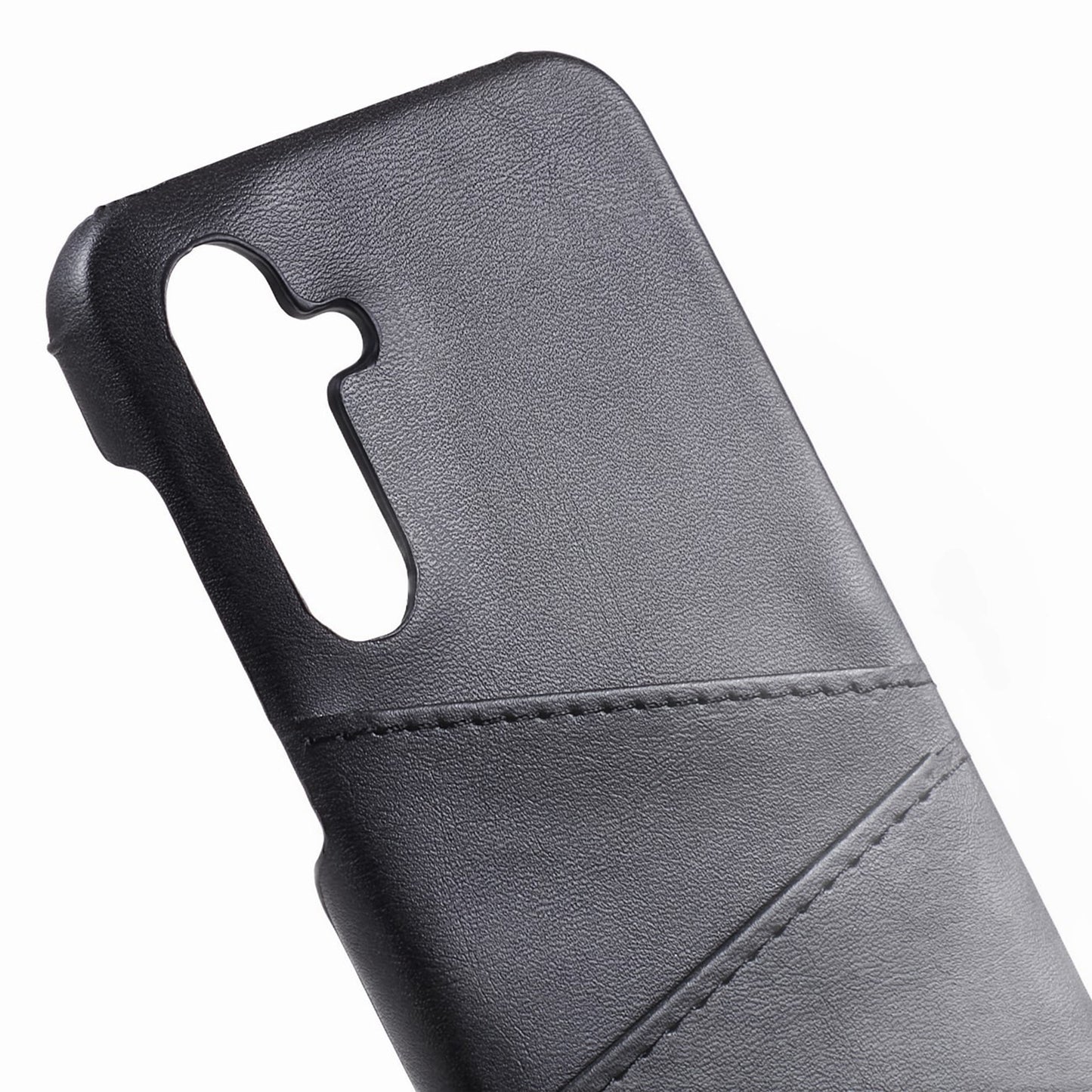For Samsung Galaxy A15 5G Shockproof Case 2 Card Slots PU+PC Back Phone Cover - Black