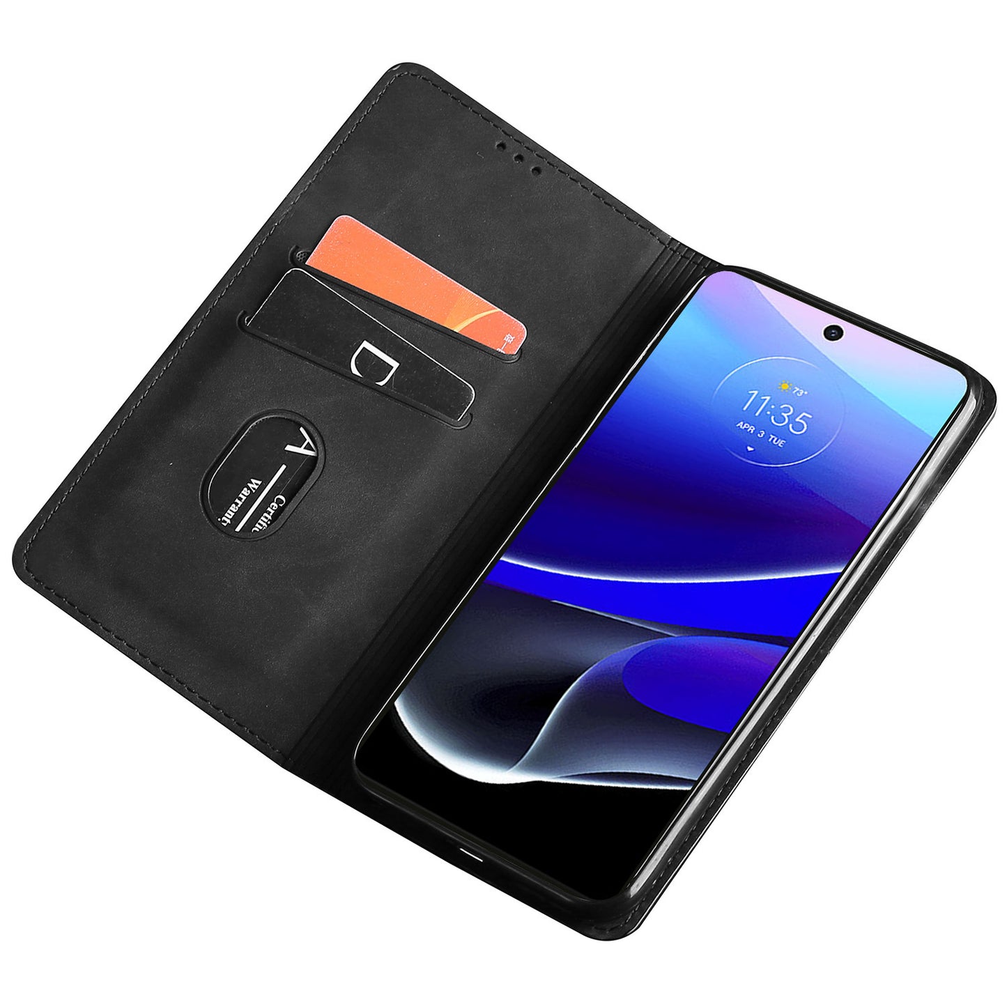 For Motorola Moto G34 5G Case Leather Phone Cover with Card Slots Mobile Accessories Supplier - Black