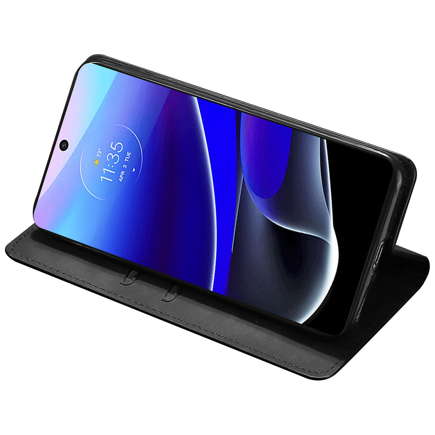 For Motorola Moto G34 5G Case Leather Phone Cover with Card Slots Mobile Accessories Supplier - Black