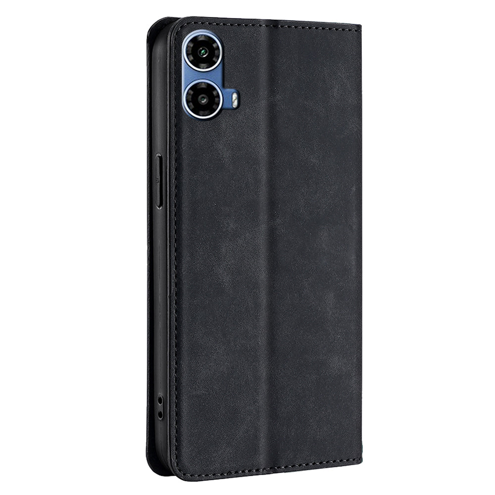 For Motorola Moto G34 5G Case Leather Phone Cover with Card Slots Mobile Accessories Supplier - Black