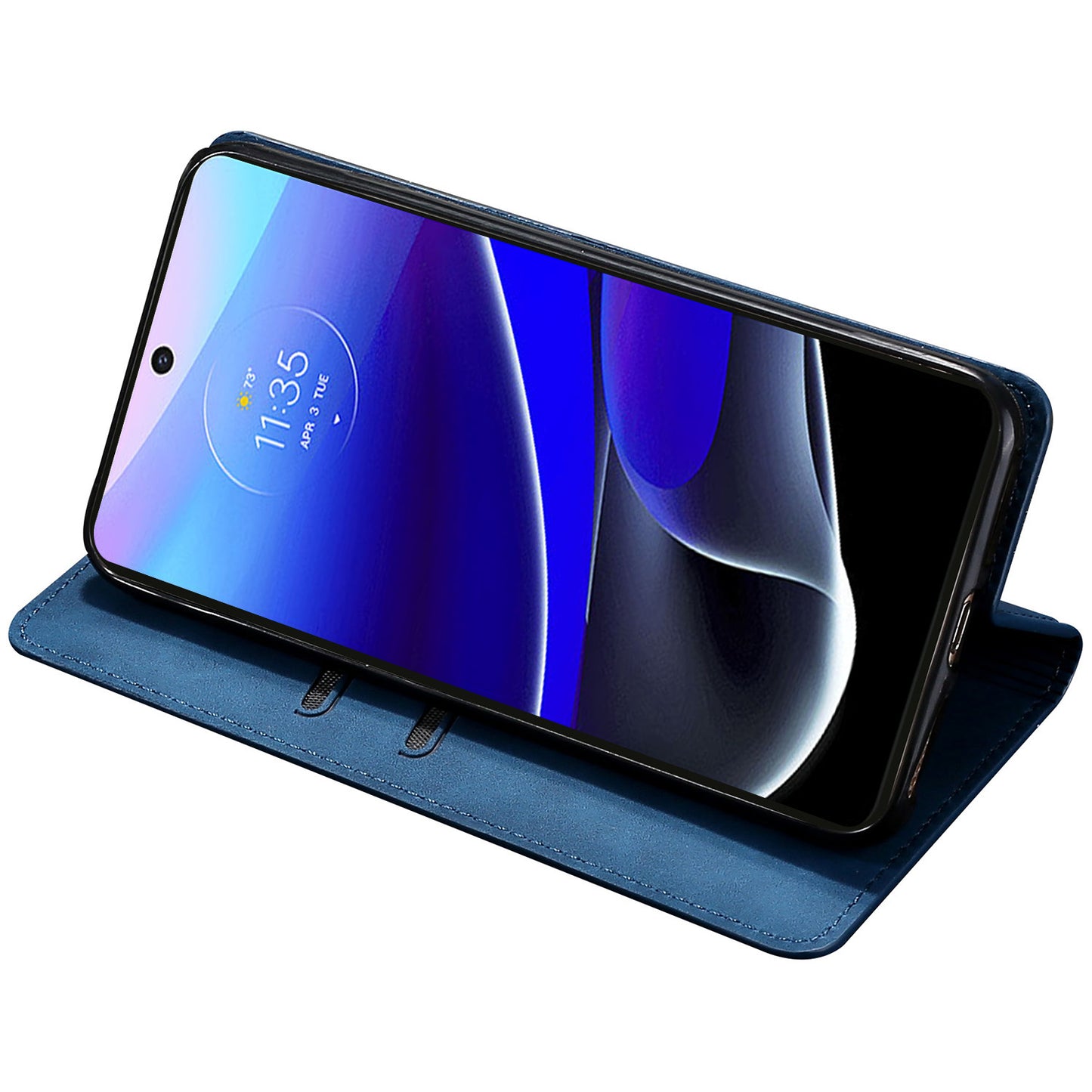 For Motorola Moto G34 5G Case Leather Phone Cover with Card Slots Mobile Accessories Supplier - Blue