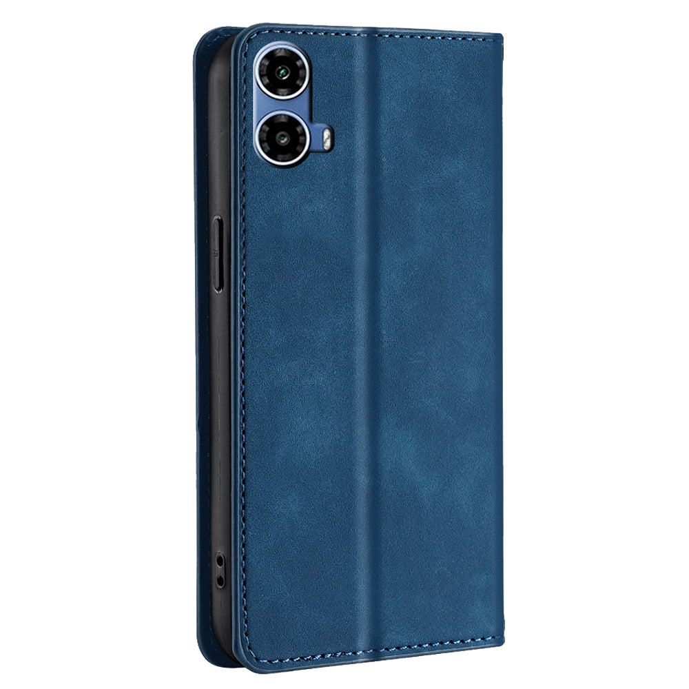 For Motorola Moto G34 5G Case Leather Phone Cover with Card Slots Mobile Accessories Supplier - Blue