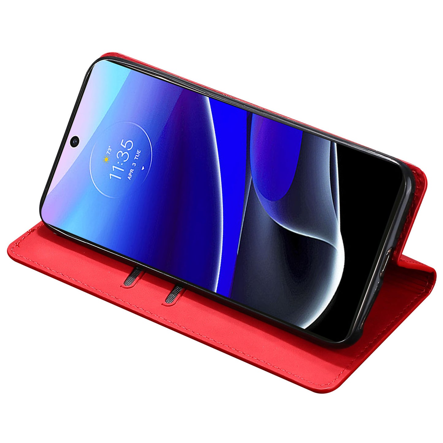 For Motorola Moto G34 5G Case Leather Phone Cover with Card Slots Mobile Accessories Supplier - Red