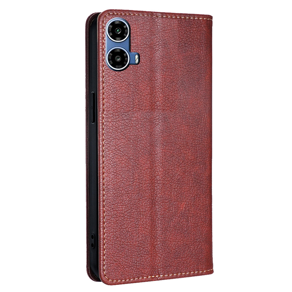 For Motorola Moto G34 5G Leather Case Wallet Cover Mobile Accessories Supplier - Brown