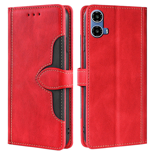 For Motorola Moto G34 5G Case Skin-Touch Leather Wallet Stand Phone Cover - Red