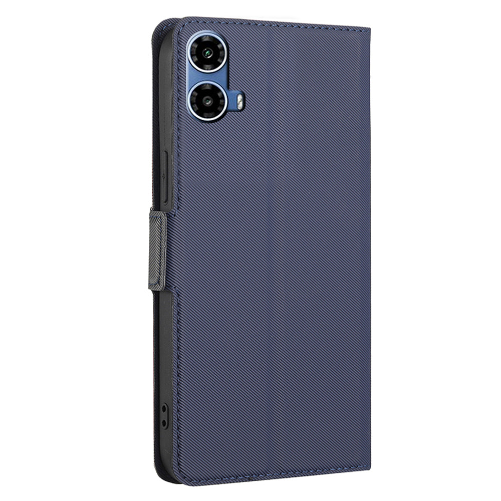 For Motorola Moto G34 5G Case Twill Texture Card Slots Phone Leather Cover - Blue