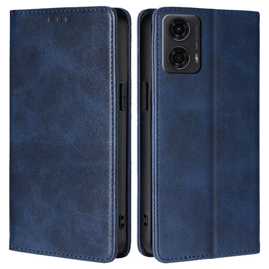 For Motorola Moto G24 4G / G04 4G Wallet Case Magnetic Closure Anti-Drop Leather Phone Cover - Sapphire