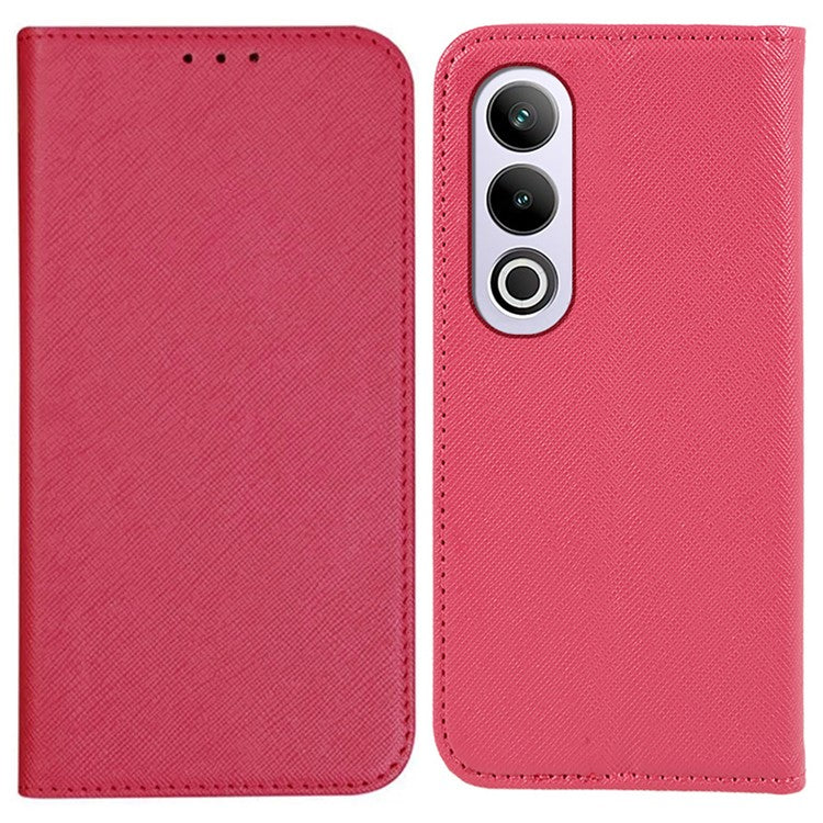 For OnePlus Ace 3V 5G Case Magnetic Closure Cross Texture Leather Phone Cover - Pink
