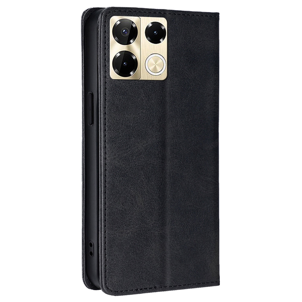For Transsion Infinix Note 40 Pro 5G Case Magnetic Calf Textured Leather Phone Cover - Black