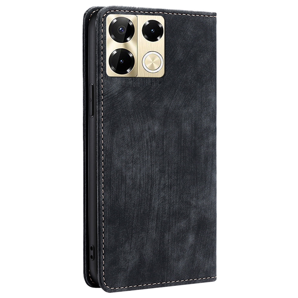 For Transsion Infinix Note 40 Pro 5G Case RFID Blocking Leather Phone Wallet Cover - Black