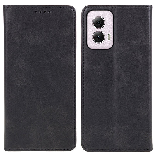 For Motorola Moto G Power (2024) Leather Case Magnetic Auto Closing PU Wallet Cover - Black