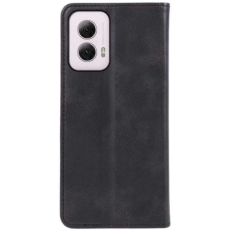 For Motorola Moto G Power (2024) Leather Case Magnetic Auto Closing PU Wallet Cover - Black