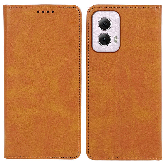 For Motorola Moto G Power (2024) Leather Case Magnetic Auto Closing PU Wallet Cover - Khaki