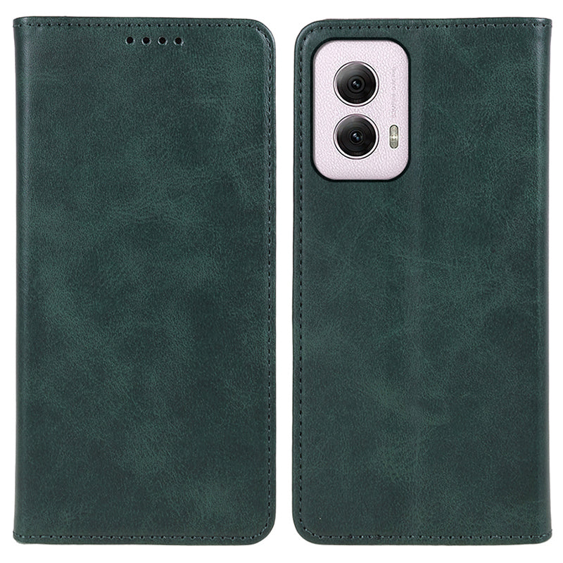 For Motorola Moto G Power (2024) Leather Case Magnetic Auto Closing PU Wallet Cover - Green