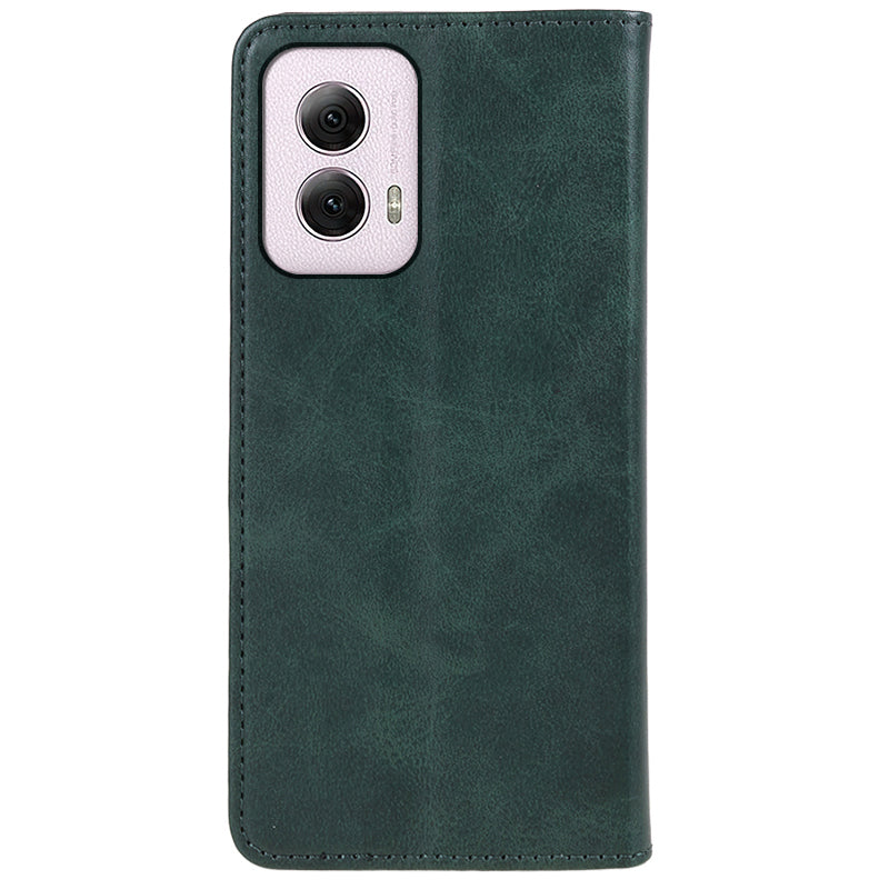 For Motorola Moto G Power (2024) Leather Case Magnetic Auto Closing PU Wallet Cover - Green