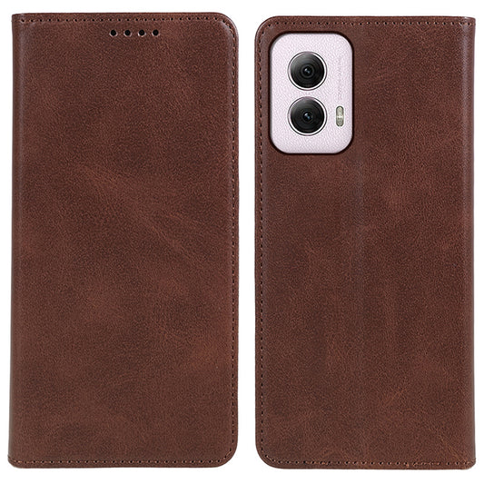 For Motorola Moto G Power (2024) Leather Case Magnetic Auto Closing PU Wallet Cover - Brown
