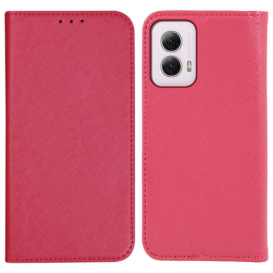 For Motorola Moto G Power (2024) Phone Case Cross Texture Leather Cover Cell Phone Accessory Wholesale - Rose