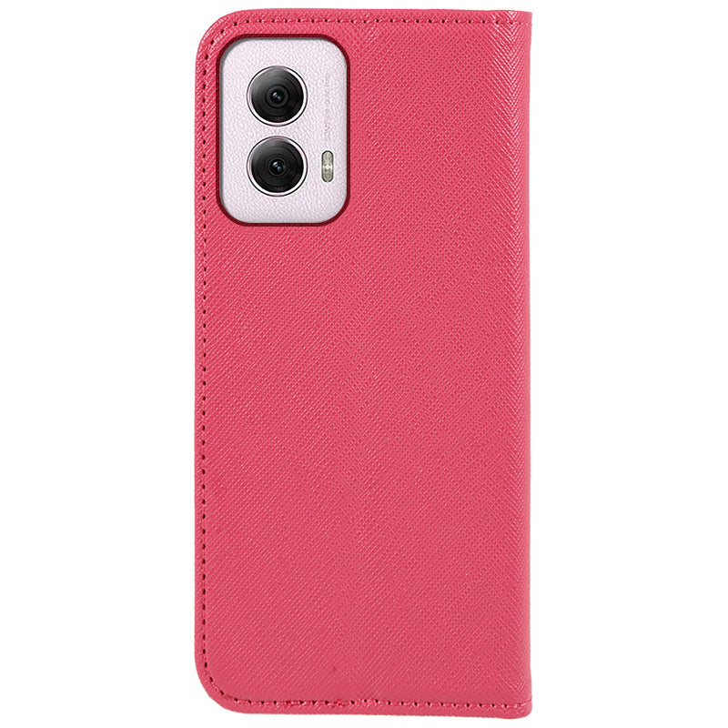 For Motorola Moto G Power (2024) Phone Case Cross Texture Leather Cover Cell Phone Accessory Wholesale - Rose