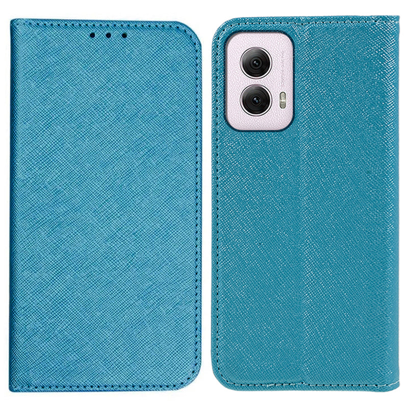 For Motorola Moto G Power (2024) Phone Case Cross Texture Leather Cover Cell Phone Accessory Wholesale - Sky Blue