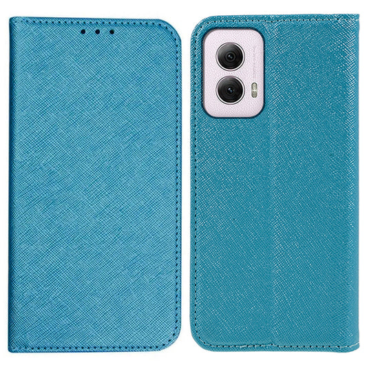 For Motorola Moto G Power (2024) Phone Case Cross Texture Leather Cover Cell Phone Accessory Wholesale - Sky Blue