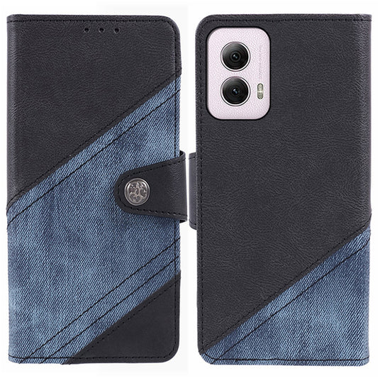 For Motorola Moto G Power (2024) Case Splicing Crazy Horse Texture Magnetic Phone Cover - Black