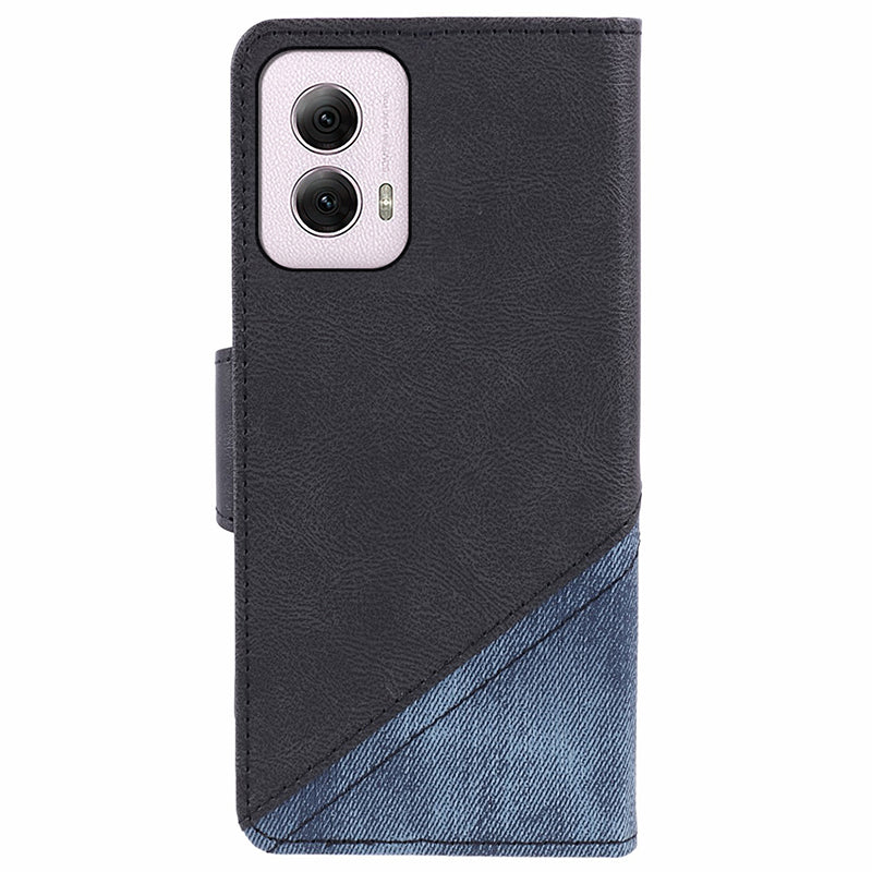 For Motorola Moto G Power (2024) Case Splicing Crazy Horse Texture Magnetic Phone Cover - Black