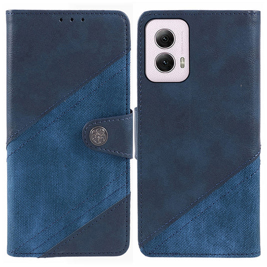 For Motorola Moto G Power (2024) Case Splicing Crazy Horse Texture Magnetic Phone Cover - Blue