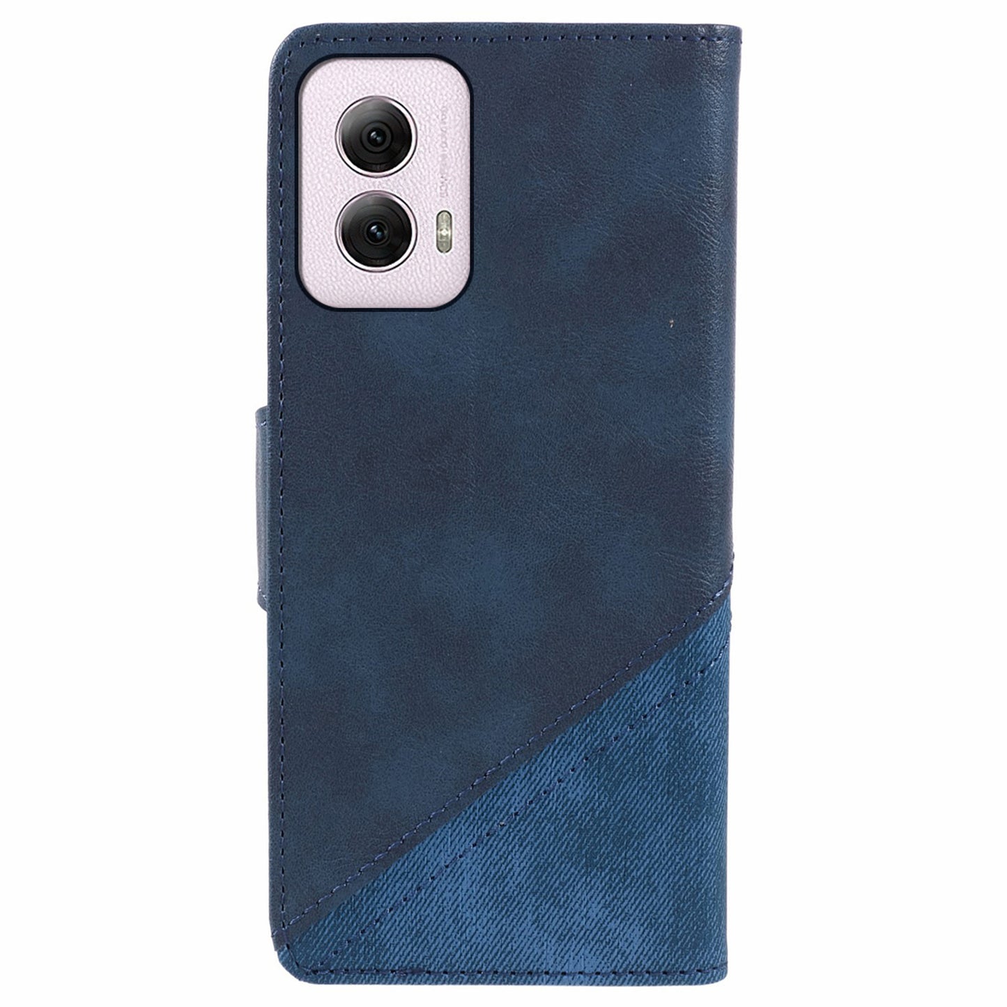 For Motorola Moto G Power (2024) Case Splicing Crazy Horse Texture Magnetic Phone Cover - Blue
