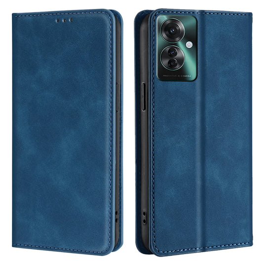 For Oppo Reno11 F 5G / F25 Pro 5G Phone Case Card Slots Leather Cover Skin-Touch Texture - Blue