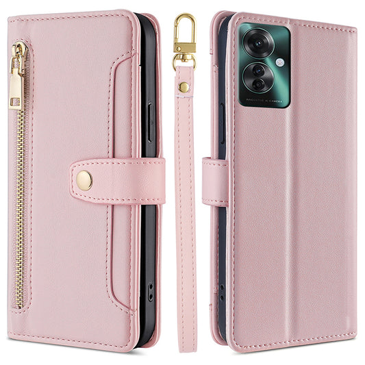 For Oppo Reno11 F 5G / F25 Pro 5G Zipper Wallet Case Leather Phone Cover Mobile Accessories Wholesale - Pink