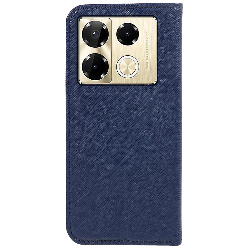 For Transsion Infinix Note 40 Pro 4G / 5G / Infinix Note 40 Pro+ Case Cross Texture Leather Folio Stand Phone Cover - Dark Blue