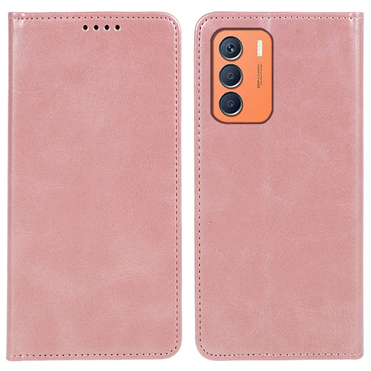 For Transsion Infinix Zero 5G 2023 Leather Case 3 Card Slots Magnetic Closure Phone Cover - Rose Gold