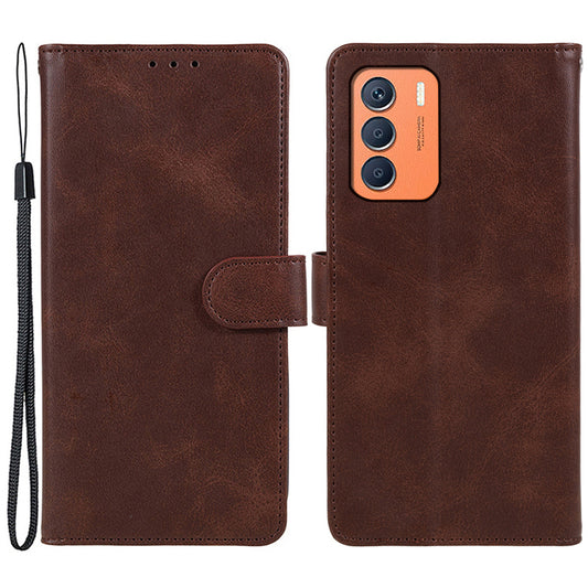 For Transsion Infinix Zero 5G 2023 Mobile Accessories Supplier Calf PU Leather Case Wallet Phone Cover - Brown