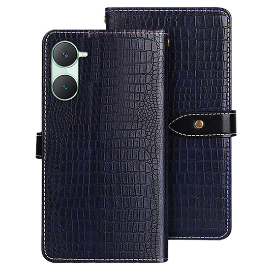 IDEWEI For vivo Y03 Wallet Cover Crocodile Texture PU Leather Phone Case Supplier - Blue