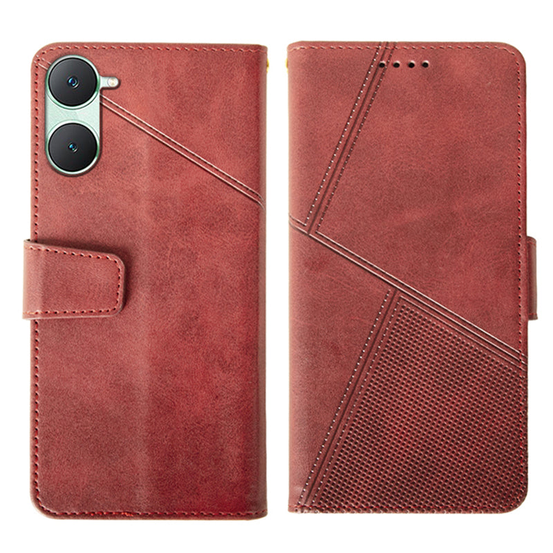 IDEWEI For vivo Y03 Leather Case Calf Texture Wallet Phone Cover Mobile Accessories Wholesale - Red