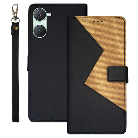 IDEWEI For vivo Y03 Case Anti-scratch PU Leather+TPU Phone Cover with 3 Card Slots - Black
