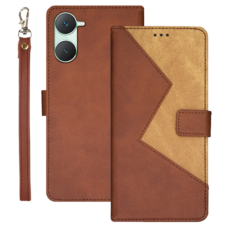 IDEWEI For vivo Y03 Case Anti-scratch PU Leather+TPU Phone Cover with 3 Card Slots - Brown