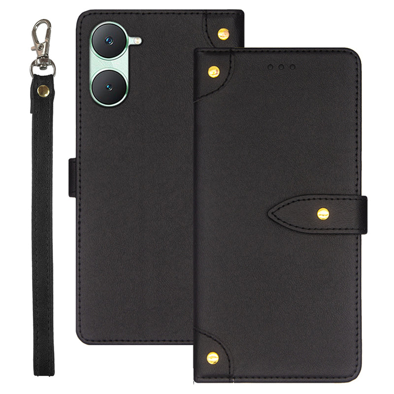 IDEWEI For vivo Y03 Leather Cover with Card Slots Wholesale Phone Cases - Black