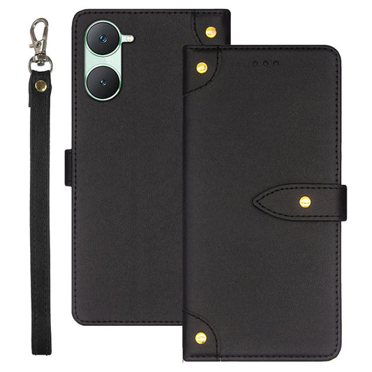 IDEWEI For vivo Y03 Leather Cover with Card Slots Wholesale Phone Cases - Black