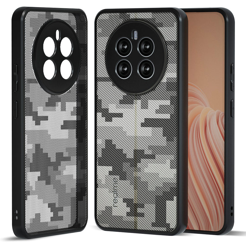 IBMRS For Realme 12+ 5G Case Drop-resistant TPU+PC Cell Phone Shell - Grid Camouflage