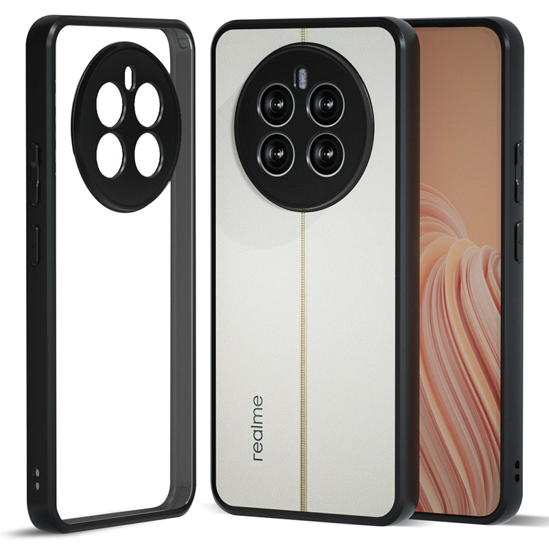 IBMRS For Realme 12+ 5G Case Drop-resistant TPU+PC Cell Phone Shell - Transparent Black