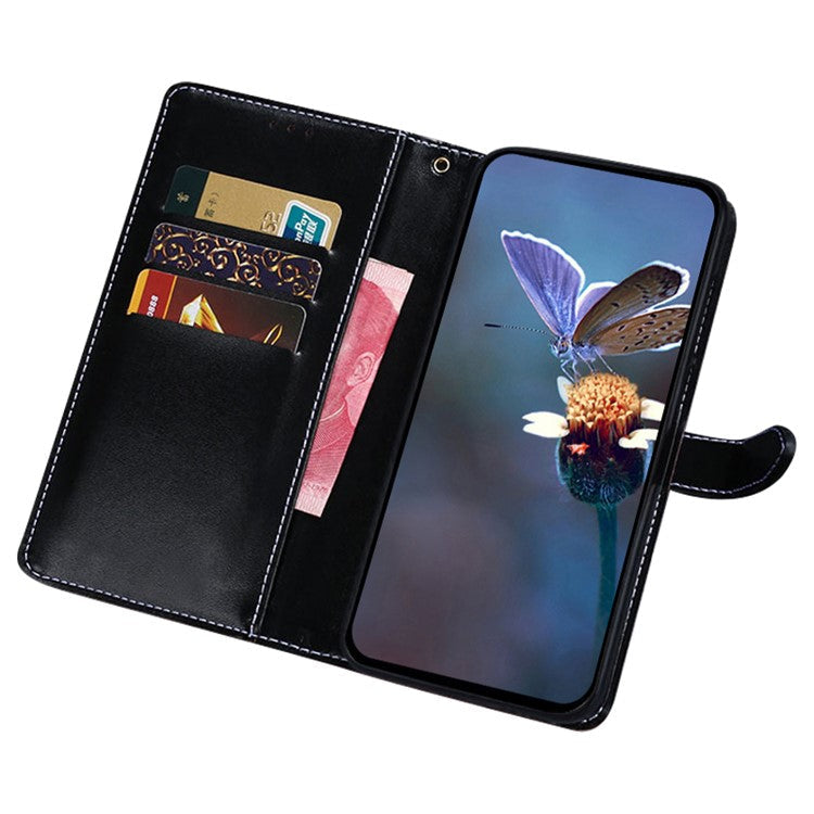 IDEWEI For Samsung Galaxy M55 5G / C55 5G / F55 5G Wallet Case Crocodile Texture Stand Phone Cover - Black
