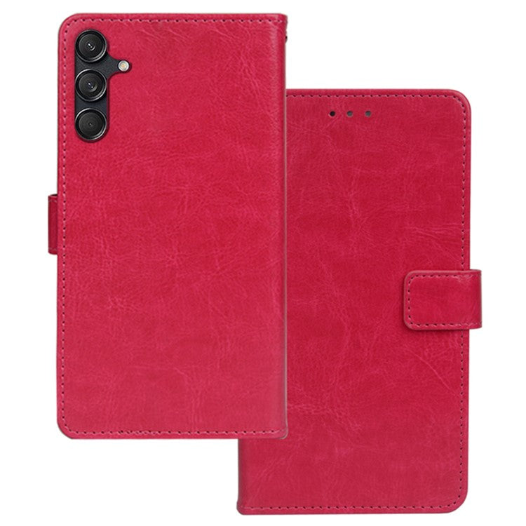 IDEWEI For Samsung Galaxy M55 5G / C55 5G / F55 5G Case PU Leather Folio Stand View Phone Cover Crazy Horse Texture - Rose