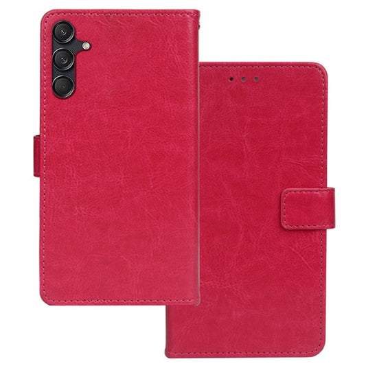 IDEWEI For Samsung Galaxy M55 5G / C55 5G / F55 5G Case PU Leather Folio Stand View Phone Cover Crazy Horse Texture - Rose