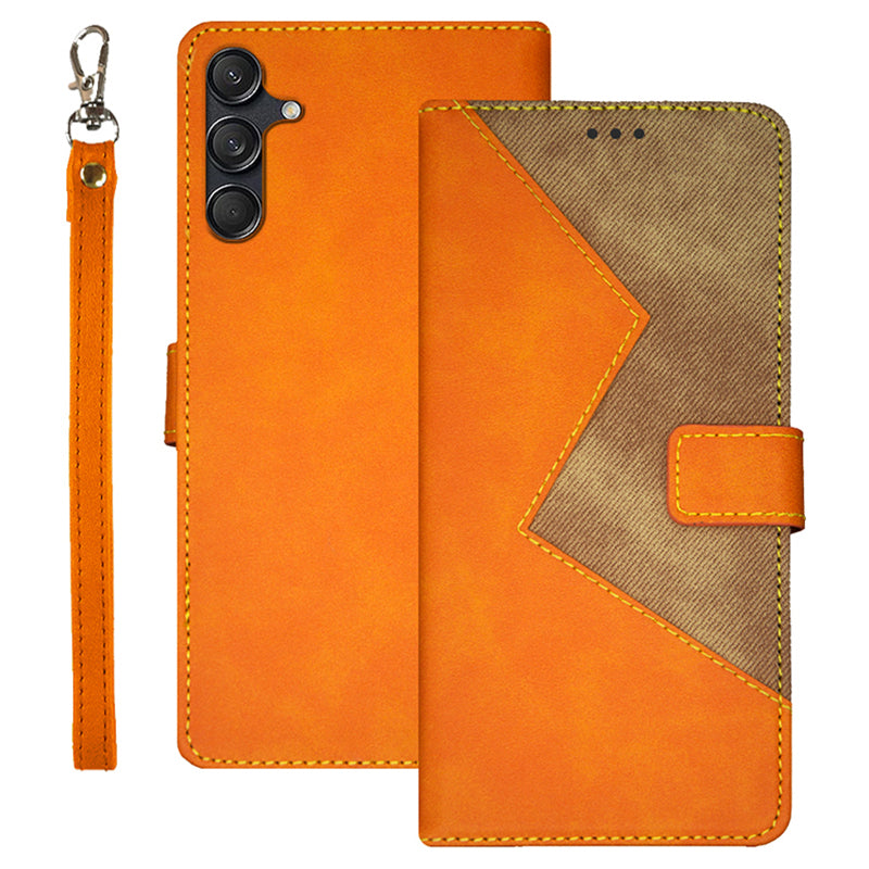 IDEWEI For Samsung Galaxy M55 5G Case Card Holder Stand PU Leather Phone Cover - Yellow