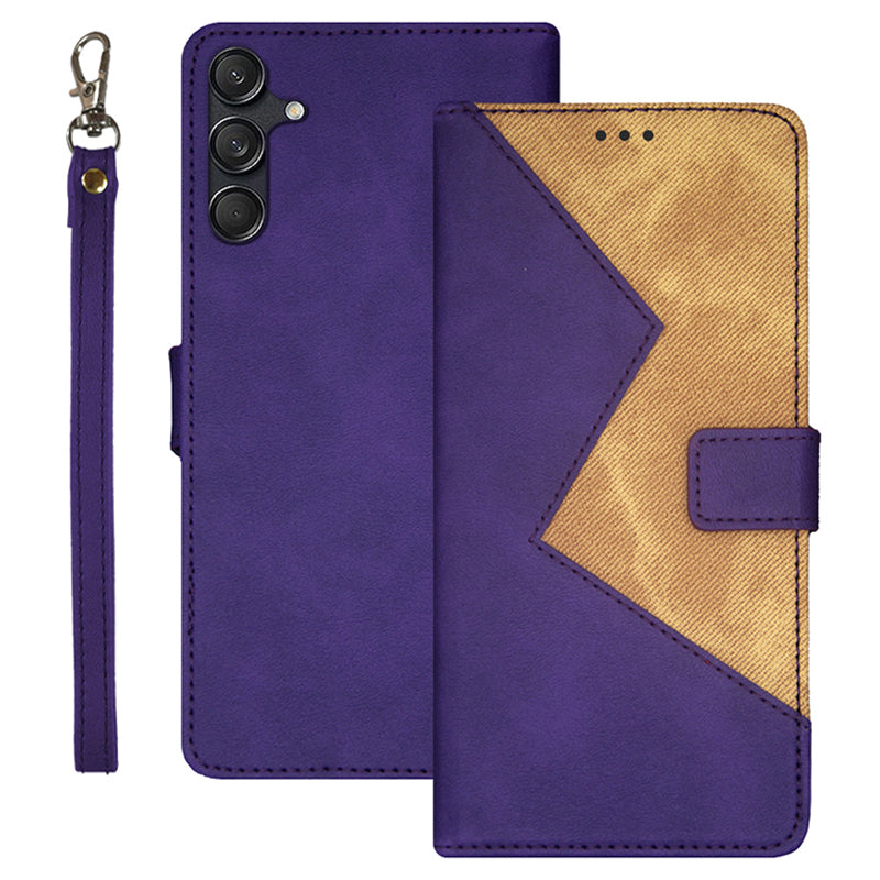 IDEWEI For Samsung Galaxy M55 5G Case Card Holder Stand PU Leather Phone Cover - Purple